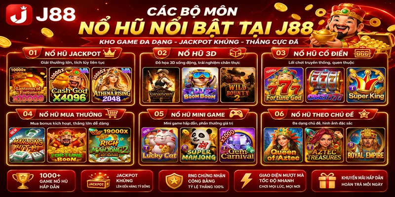Danh sách trò nổ hũ J88 ăn khách nhất