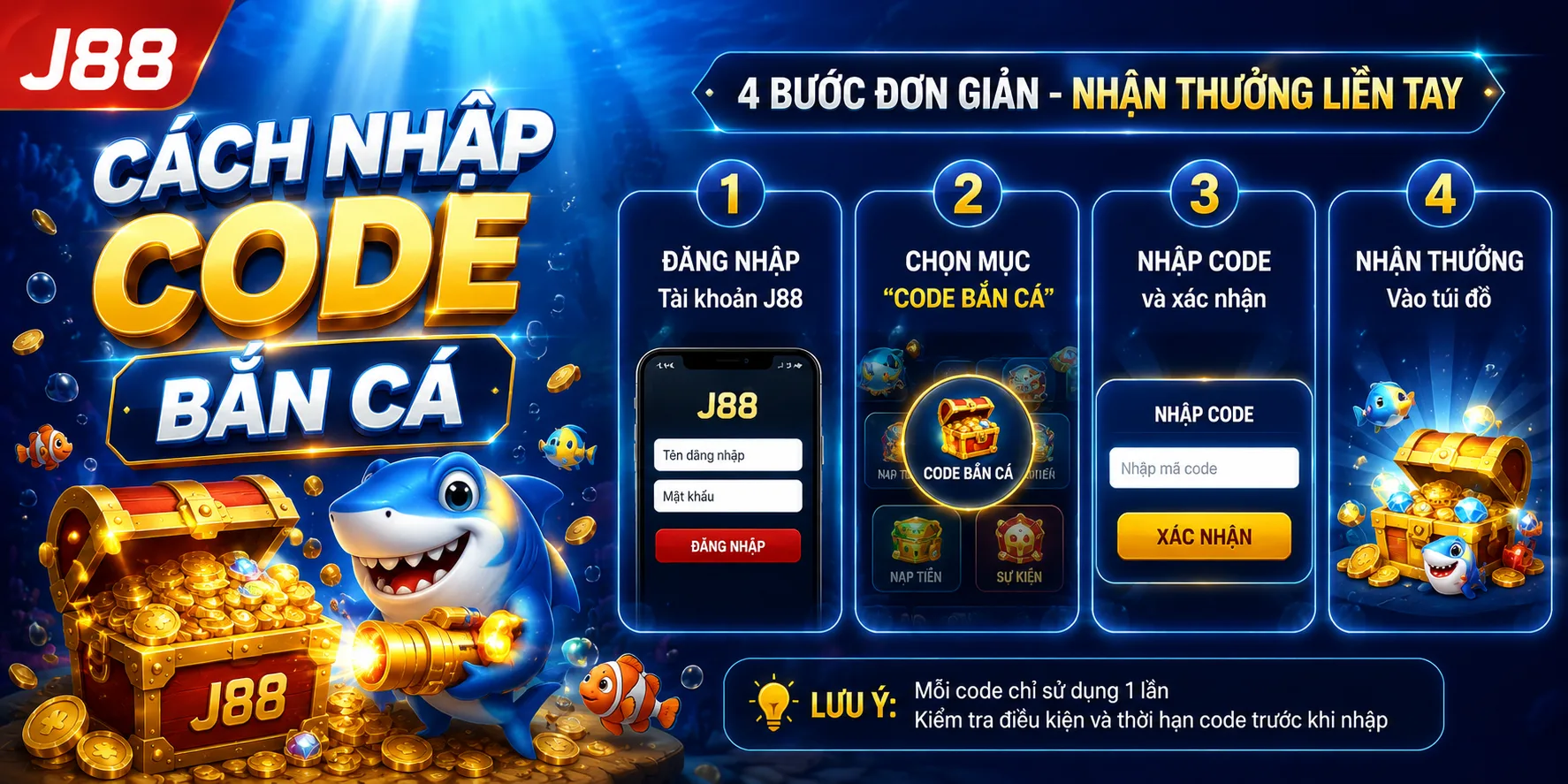 Cách nhập code bắn cá J88